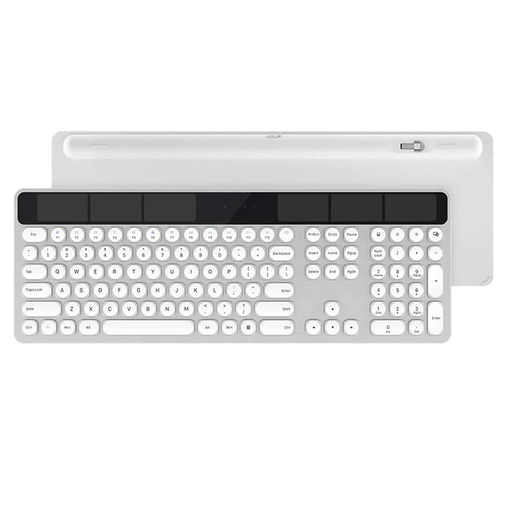 Teclado inalámbrico blanco con carga automática y diseño elegante