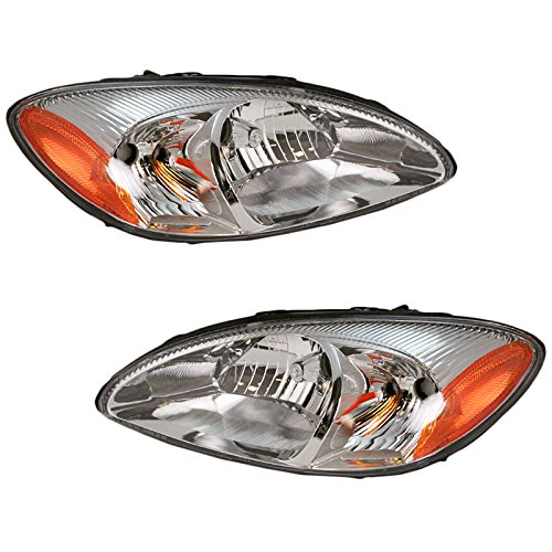 Headlights Headlamps Left & Right Pair Set for 00-07 Ford Taurus