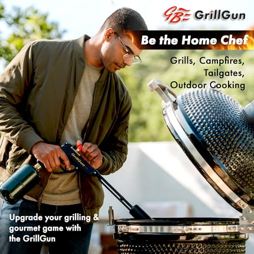 Grillblazer GrillGun Handheld Propane Torch – 400,000+ BTU Flame Torch for Instant Charcoal Ignition, Outdoor Cooking, Firepits, Camping, BBQ – Portable High-Power Blowtorch With Stand
