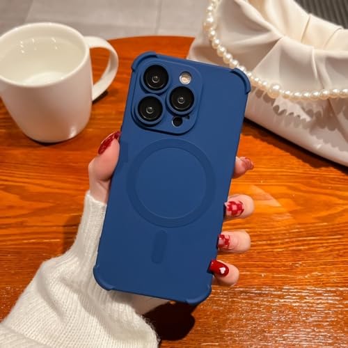 Coque magnétique en silicone de luxe pour iPhone 13 Pro Max étui bleu souple