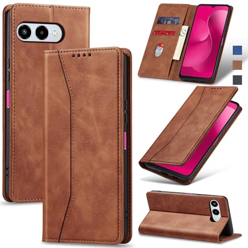 Image of Jasonyu Flip Wallet Case for T-Mobile Revvl 8 5G,Brown