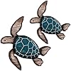 Roowest 2 sizes wooden sea turtle wall decor farmhouse ocean turtle wall art beach theme vintage coastal hanging decoration for home lake house bathroomblue  urban country home decor