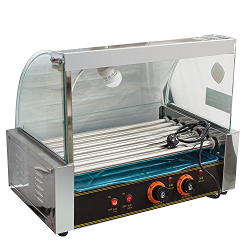 Commercial Hotdog Roller Machine, Electric Sausage Grill Cooker 18 Hot Dog Machine 7 Roller Cooker