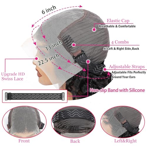 Image of KVFCT 30 Inch Deep Wave Lace Front Wigs Human Hair 13x6 HD Transparent Deep Wave Lace Front Wigs for Women 200% Density Curly Lace Front Wig Pre Plcked Deep Wave Wigs with Baby Hair