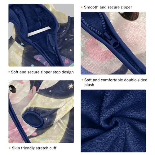 Mouse on Moon Toddler Fleece Jacket Girl Boys Hooded Fleece Jacket Coat Warm Outwear Zip-up 3-10T3