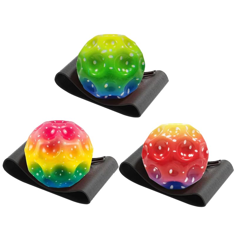 Funalix 3 Stück Moonball Mit Schnur Kinder, Bunte Bouncing Bälle An Schnur - Springball Spielzeug für Outdoor Spiele, Familienspiele und Stressabbau (6cm/Bunt)