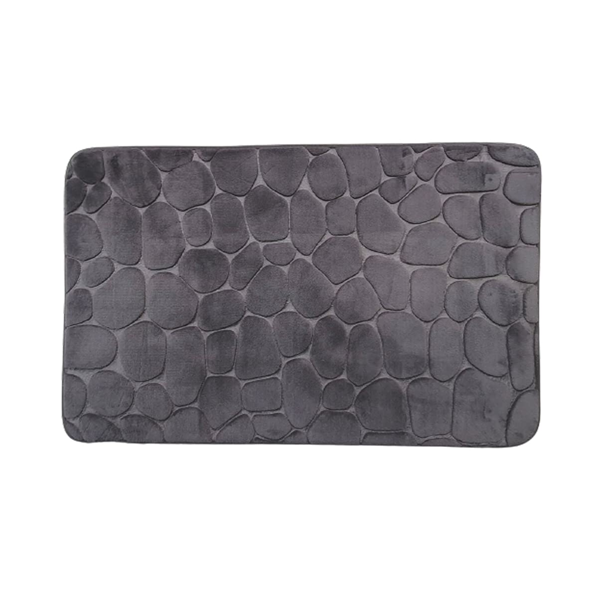 MadeInNature Tappeto in microfibra per bagno antiscivolo, a memory foam, disegno ciottoli 50 x 80 cm, colore: nero, grigio scuro, talpa, blu anatra, fucsia (grigio scuro, 2)