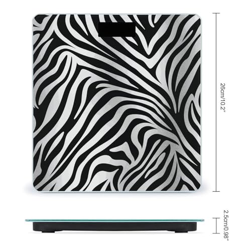 Báscula digital de baño con diseño cebra y pantalla LCD miniatura 2