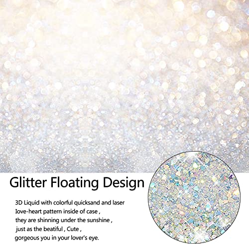 Houson For Iphone 12/12 Pro Case, Moving Liquid Holographic Sparkle Glitter Case With Crossbody Lanyard Strap, Girls Women Bling Diamond Ring Slim Protective Case For Apple Iphone 12/12 Pro Silver #TOP6