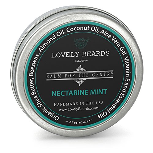 Lovely Beards - 100% Organic & Natural, Unrefined Cold Pressed Beard Balm, Easy-to-Use -Thickens, Restores & Tames - Black Pepper Scent Nectarine/Mint Scent