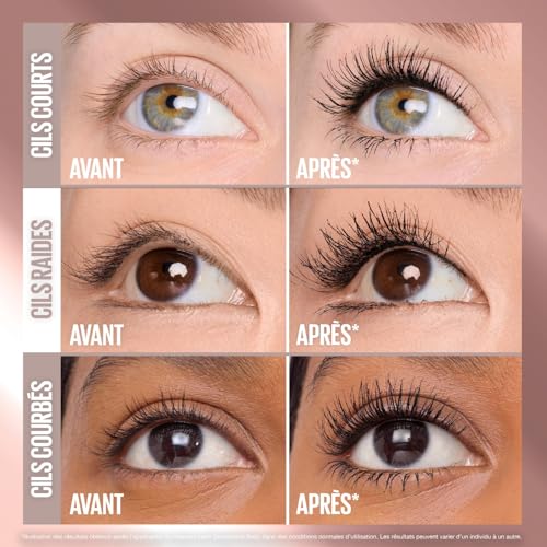 Maybelline New York - Mascara Volume Sensationnel - Body - Brosse incurvée à double hélice - Sans transfert, ne bave pas - Teinte : Very Black - 9,75 ml – Image 5