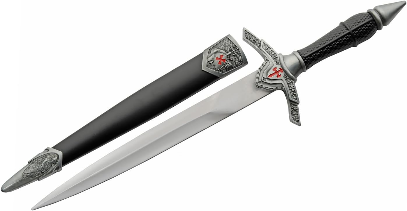 15.25" Silver Armor Medieval Replica Dagger With Sheath