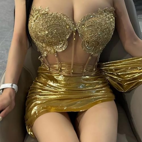 Robe corset flexible costume de scène bicolore pour danseuse - 5