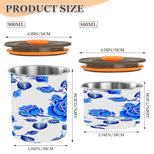 Contenedor para café azul con diseño de rosas, acero inoxidable, 17 oz miniatura 2
