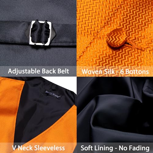 Men's 6PCS Vest Tie Set Business/Leisure Silk Paisley Suit Waistcoat with Handkerchief Clip Pin for Wedding Party3