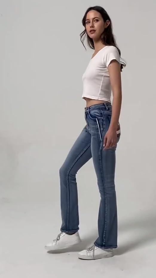 Glkaend American Flag High Waist Bootcut Jeans for Women,CX-007