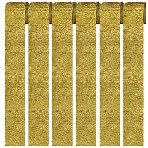 Vsosfiza Serpentins en Papier Crépon Doré, Chaque Rouleau 25 m x 4,5 cm, Décorations pour Fête（6 Rouleaux）