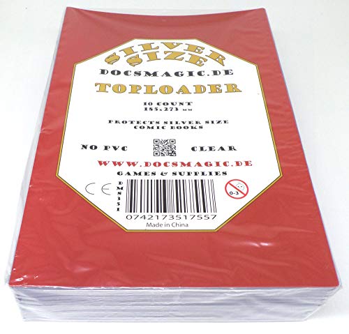 docsmagic.de 10 Silver Size Comic Book Toploader - 187 x 277