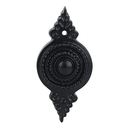 Wired Iron Doorbell Chime Push Button Vintage in Black Powder Coat Finish Vintage Decorative Door Bell with Easy Installation