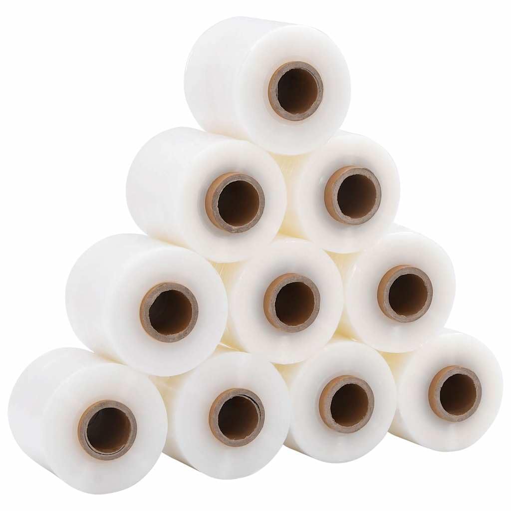 vidaXL Film estirable con asa 10 uds transparente 23 μm 10 cm x 150 m, película de embalaje, envoltura de película estirable, película de envoltura de muebles