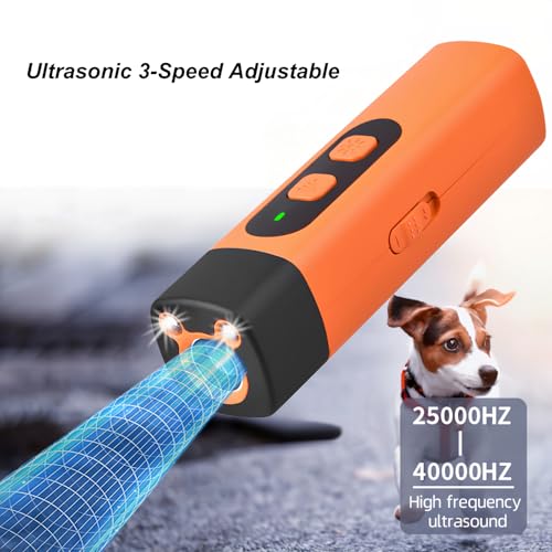 Lancoon Ultraschall Antibell Gerät mit 3 Einstellbaren Frequenzen LED-Taschenlampe Bellen Stopper Wiederaufladbare Verhaltenstraining Portable für Hunde Haustiere Indoor Outdoor