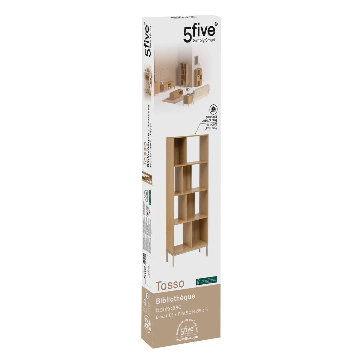 Madrid - Libreria scaffale con 5 ripiani in mdf grigio sbiancato