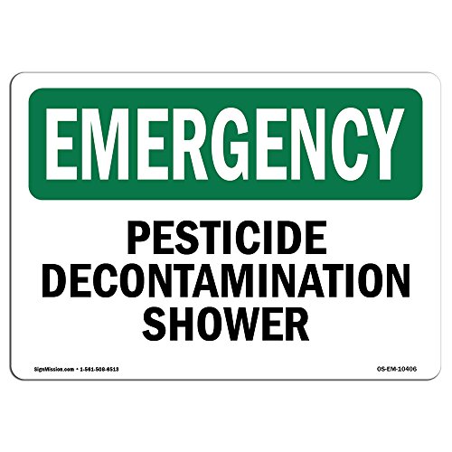 OSHA Emergency Sign - Pesticide Decontamination Shower | Vinyl Label Decal | Protect Your Business, Construction Site, Warehouse & Shop Area | Made in The USA