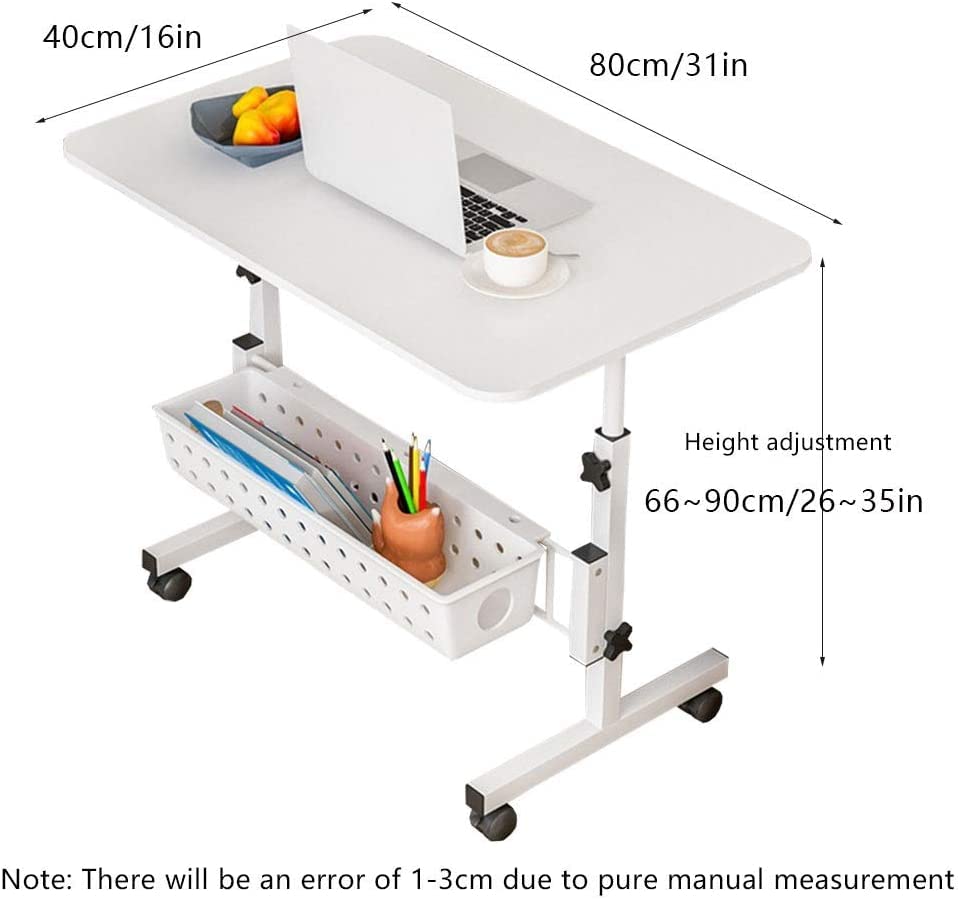 Table de lit réglable en hauteur avec roulettes pour ordinateur - 3