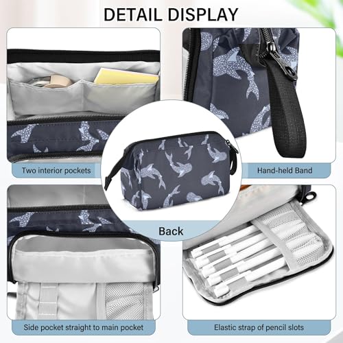 Image of Fisyme Sea Whale Sharks Pencil Case Large Capacity Pen Bags Box Big Makeup Pouch Organizer