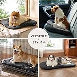 BEDSURE waschbar Hundekissen für mittelgroße Hunde - dünne Hundebette kleine und mittelgroße Hunde, weiche und Bequeme Hundematte mit Rutschfester Unterseite- 74x46 cm,Dunkelgrau