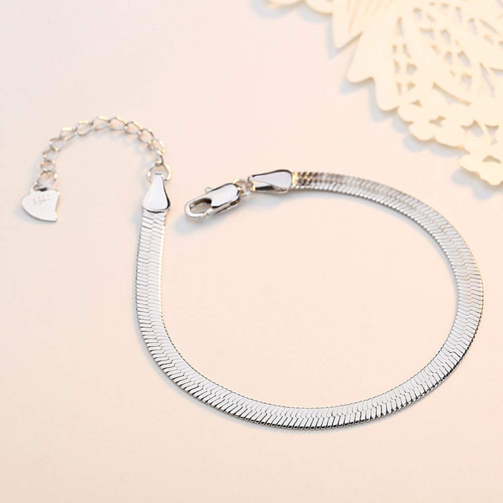 QHQQXN MOCHAMIK Brazalete Pulseras de Cadena, Plata de Ley 925 Exquisita Cadena de Serpiente de Plata a Mano Joyería de Plata de Moda Regalos para Hermanas Amigas Parejas Mamá