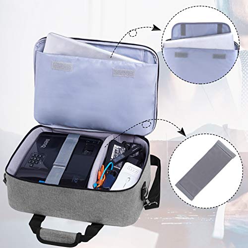 Luxja Projector Case, Projector Bag with Protective Laptop Sleeve, Projector Carrying Case with Accessories Pockets, Large(16 x 11.5 x 5.75 Inches), Gray - Thumbnail 4