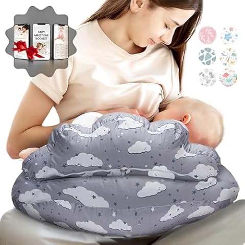 PILLANI Nursing Pillow, Plus Size Breastfeeding Pillows for Enhanced Support & Comfort for Mom & Baby, Removable Cotton Cover, Adjustable Waist Strap, Breastfeeding Essentials, Baby Registry Search Cover