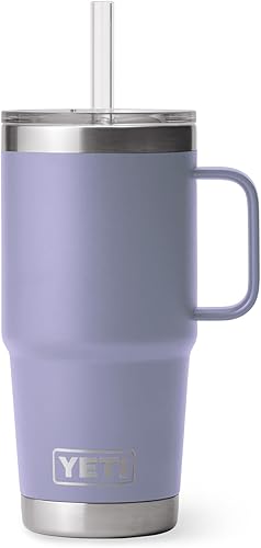 Miniatura 412 de YETI Rambler - Vaso de viaje con asa y tapa con popote, 35 onzas, vaso de agua de viaje, con asa, acero inoxidable, color blanco