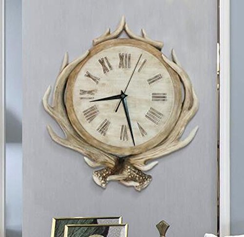 American retro antlers clock Living room wall clocks personalized creative mute watches Bedroom hanging table home air wall clock