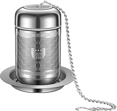 316 Stainless Steel Tea Strainers for Loose Tea with Drip Trays, Extra Fine Mesh Tea Infuser, Loose Leaf Tea Steeper 1 Pack - Small