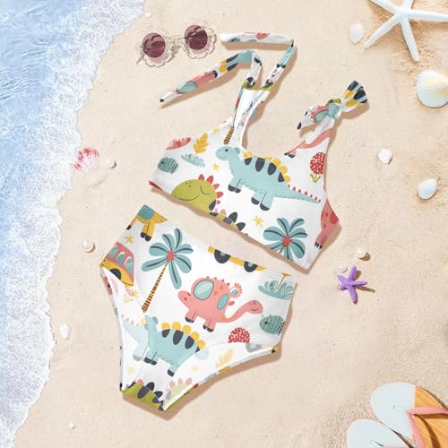 Girls' Bikini Set, Cute Dino Cars Trees Kids Swimsuit 2 Pcs Beach Bathing Suit4