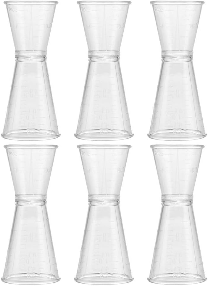 ULTECHNOVO Plastic Double-Sided Jigger Measuring Cup 3.46 Inch Bar Cocktail Measure with Ounce and Milliliter Marks for Precise Liquor Mixing