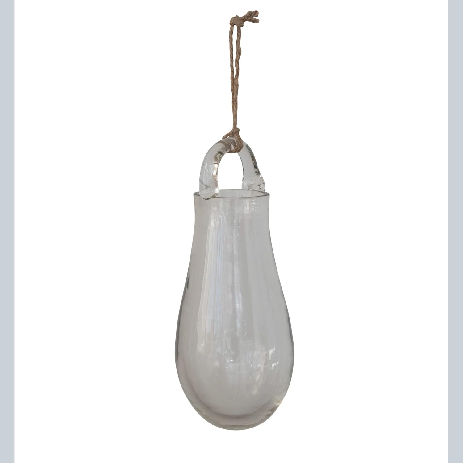 Creative Co-Op Hanging Hand Blown Glass Vase with Jute Hanger, Clear