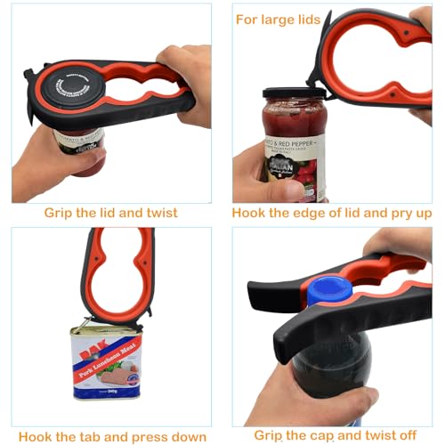 Image of Jar Opener for Weak Hands, 5 in 1 Bottle Opener for Seniors with arthritis