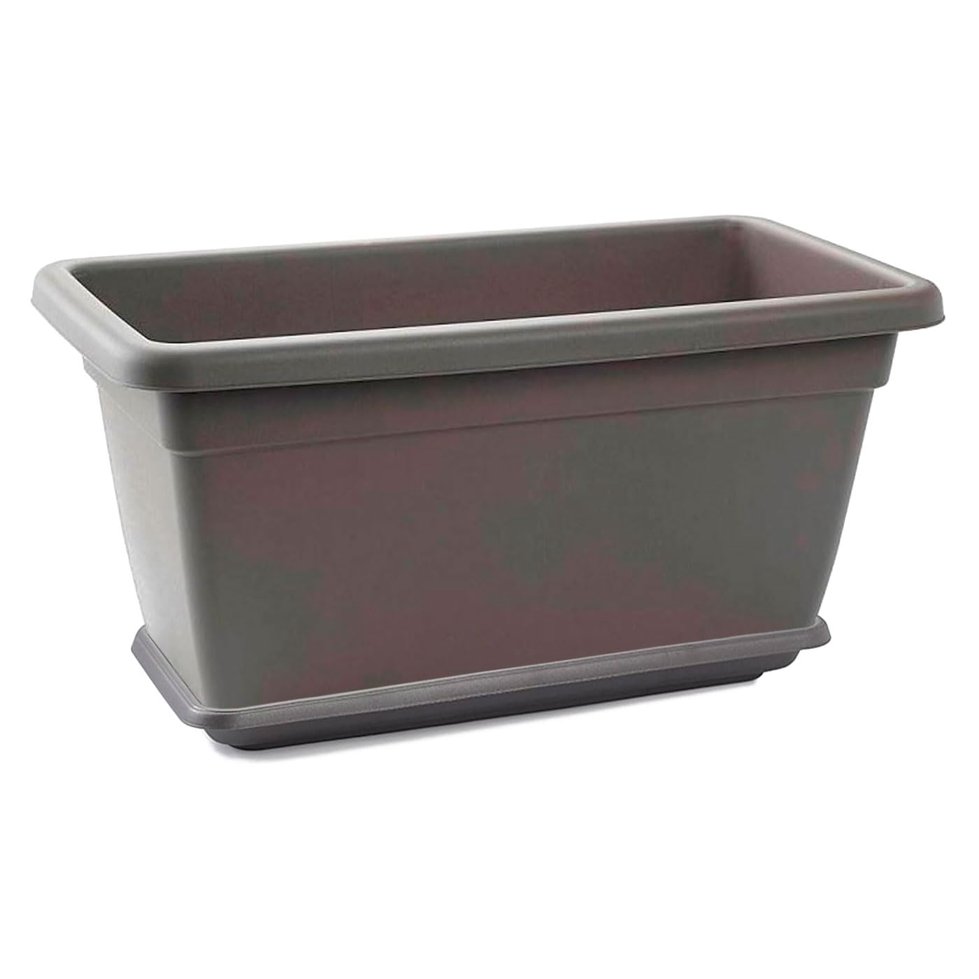 AC - Jardinera de plástico con Plato - 100 cm - Agujeros de Drenaje - Modelo PLFT - Forma Rectangular - Ideal para Decorar tu casa y jardín - Fabricada en España - Color Antracita