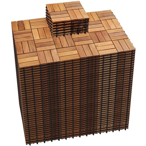 PrimeZone 297 PCS FSC Acacia Wood Interlocking Deck Tiles