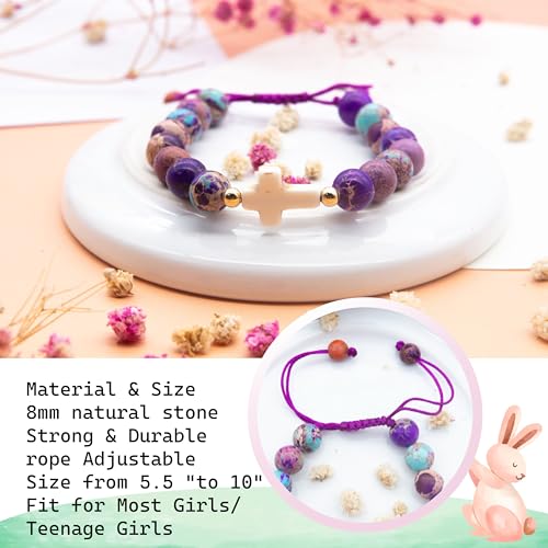 Image of Cross Bracelet Graduation Birthday Gifts for Women Girls, Religious Christian Catholic Bracelet Gift for Goddaughter Daughter Girlfriend, Beaded Charm Bracelet for Mom Grandma Faith Gift