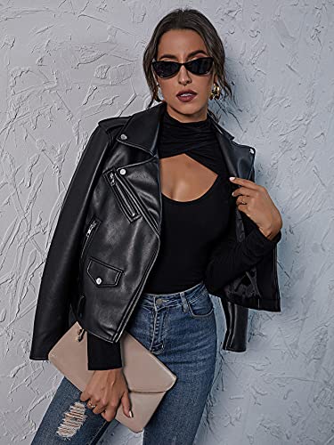 Romwe Women's Long Sleeve Cutout Wrap Front Mock Neck Slim Fit Tops Tee Shirts Black M #TOP18