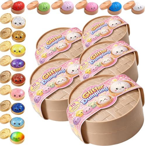 Jooseen Dumpling Squishy - Fun Surprise & Stress Relief for Busy Days – Random Colors (5 PACKS)