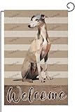 TopPacific 8293 Windhund-Gartenflagge, Heim, Garten, Willkommenshund, Frühlingshof Flagge, 30,5 x 45,7 cm, doppelseitig für den Außenbereich, Sommerhaus, Hofdekoration