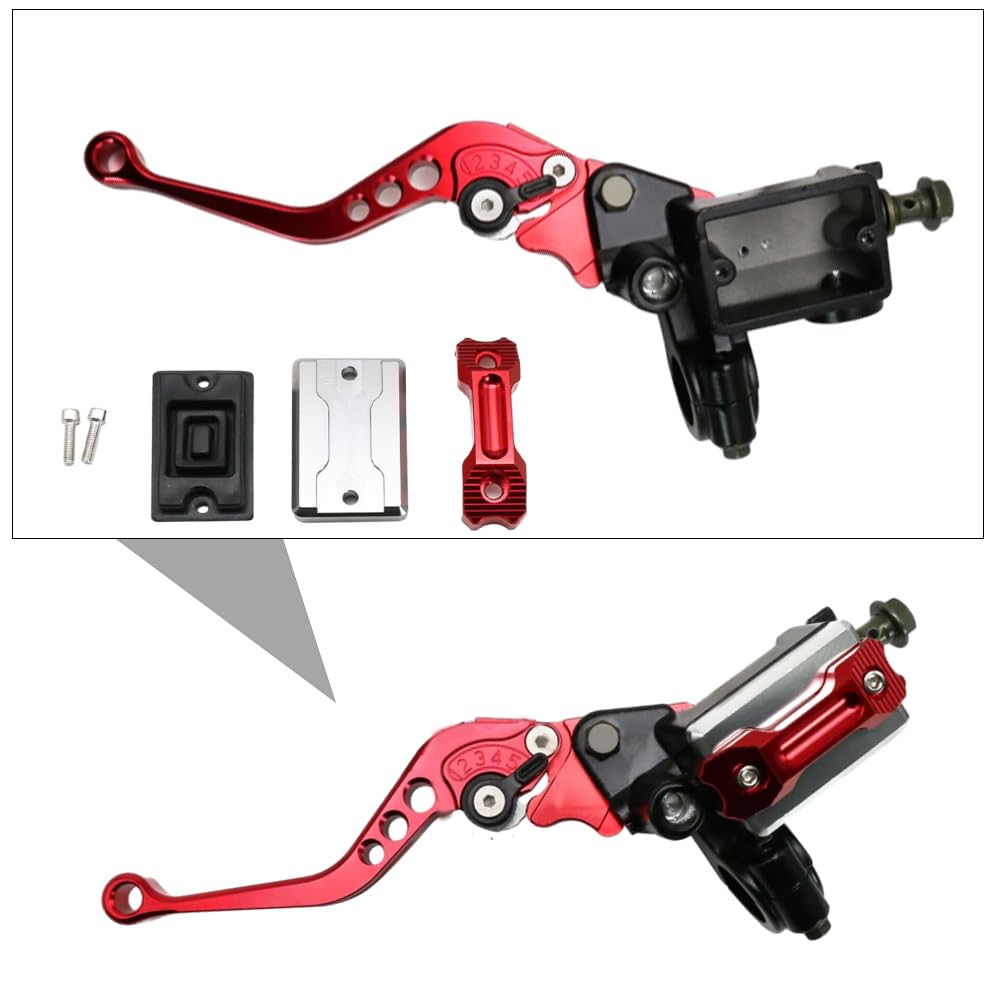 Baceyong Kit de levier de frein et d'embrayage hydraulique pour moto 22 mm, maître-cylindre, poignée de moto, alliage d'aluminium, Compatible avec la plupart des motos, rouge