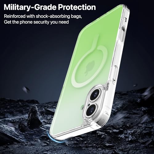 Image of eller sante Maven Magpro Back Cover Case for iPhone 16 Plus Scratch Resistant Camera Screen Protector TPU Shockproof 10ft Drop Protection Support Mag-Safe Wireless Charging- Light Green