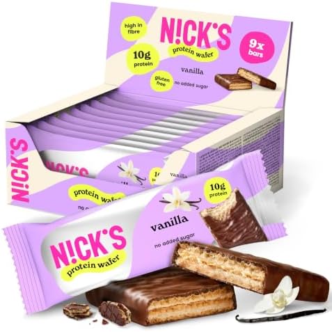 N!CK'S Protein Wafer Bars Vanilla | 25% Protein | 203 Calories | Low carb Biscuits Snack Bar No Added Sugar Gluten free (9x40g)
