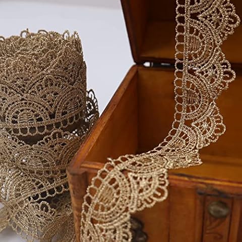 Gold Venise lace Trim Gold Fabric lace Ribbon for Wedding Bridal Home decoraction Cover